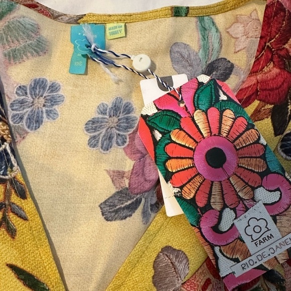 NWT Women's Farm Rio Sunlit Floral Wrap Maxi Dress Marigold yellow XXS - Picture 6 of 7